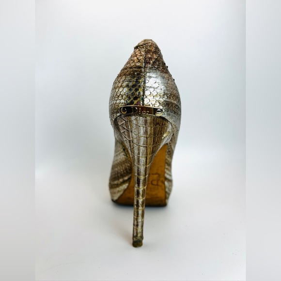 Christian Dior Platinum Snake Skin Peep-toe Heels 36 - Picture 10 of 15